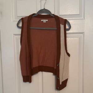 American Eagle Outfitters Brown and Cream Cardigan Vest